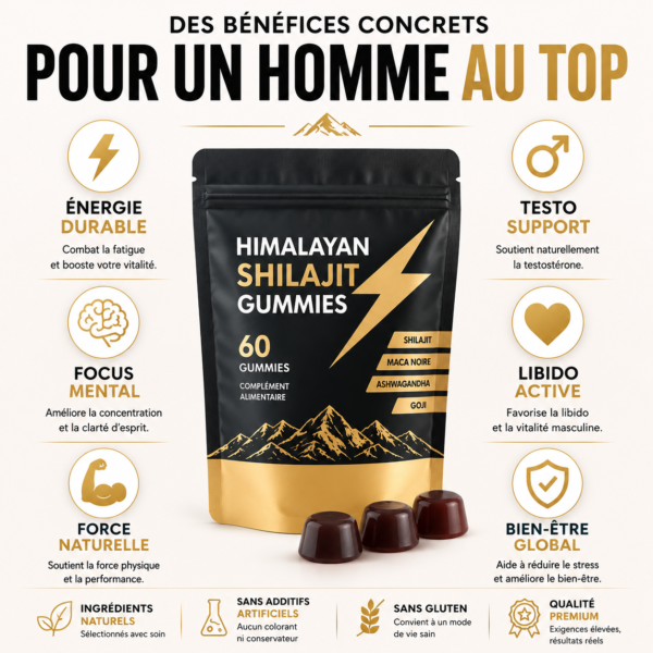 Shilajit Gummies Premium |Testostérone,Focus & Énergie